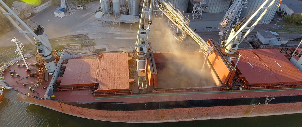 Grain barge on the River