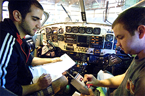 students working on avionics