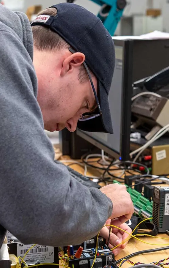 student working on project