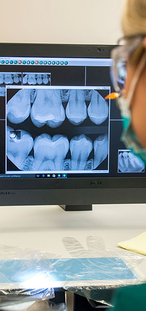 SIU Dental Hygiene Student looks at XRays