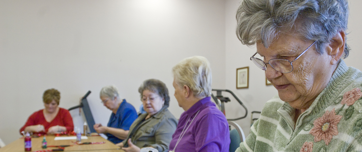 SIU Gerontology Students work with a group of women