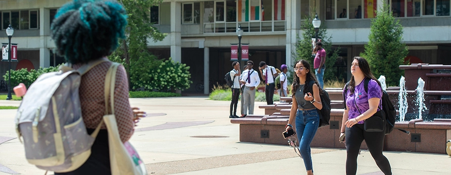 Students walking across SIU Campus